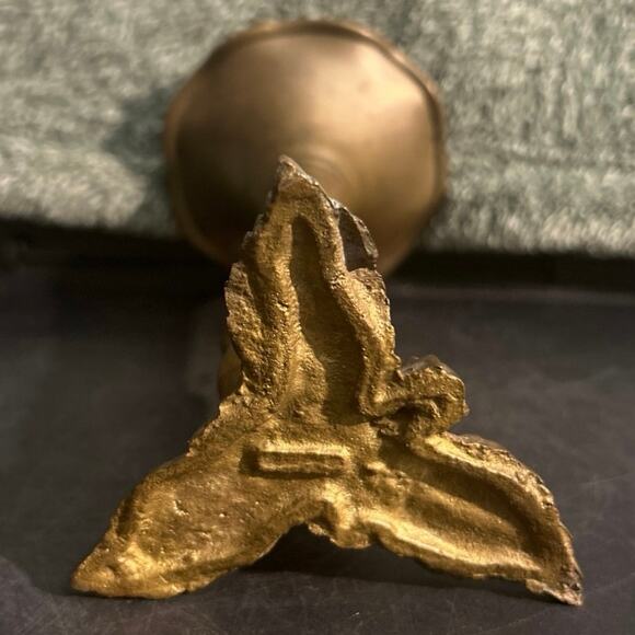 2pc Ornate Brass Sprouted Floral Bud Vase Victorian Trumpet Flower - Picture 7 of 10